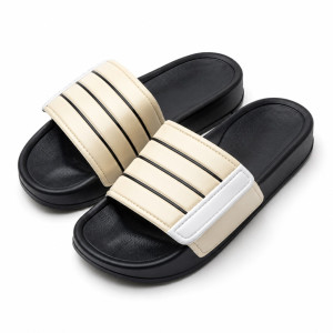Sandals with Beige Strap and Black Stripes