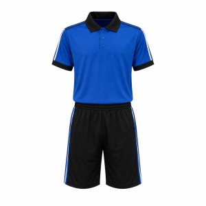 Kids Two Piece Royal Blue Polo Shirt and Black Shorts sports set