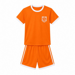 Kids Orange Two Piece Sports Shorts and T Shirt Set