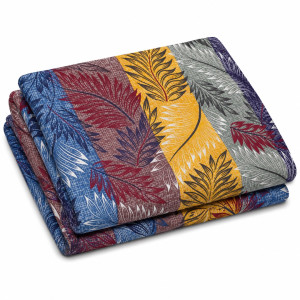 Premium Multicolour Tropical Leaf Print Bedsheet Fabric