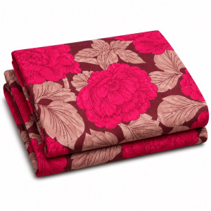 Premium Red Floral Print Bedsheet Fabric