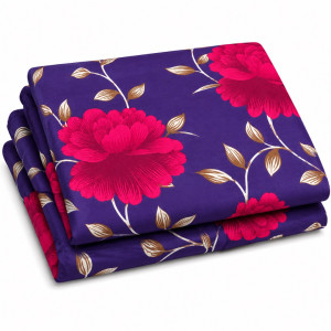 Premium Purple Floral Print Bedsheet
