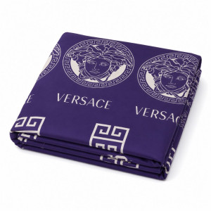 Luxury Royal Purple Medusa Greek Key Printed Bedding Fabric