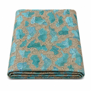 Turquoise Glitter Cord Lace Fabric