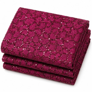 Burgundy Sequined Floral Lace Fabric