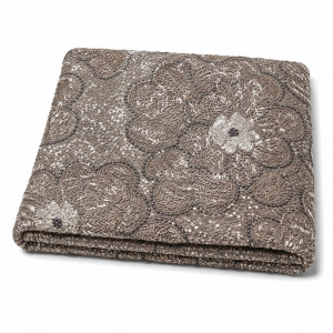 Luxury Silver Grey Floral Beaded Sequin Embroidered Lace Fabric
