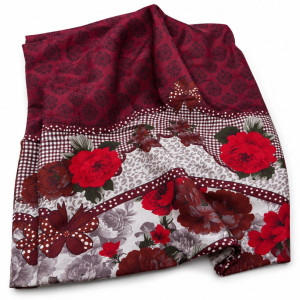 Burgundy Blossom Elegance Bedsheet Fabric