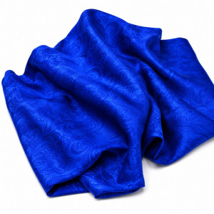 Premium Royal Blue Damask Fabric  Elegant Floral Self Design