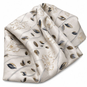 Premium Ivory Floral Damask Fabric Luxury Metallic Woven Design