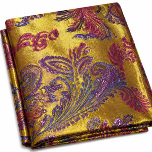 Premium Gold Metallic Paisley Damask Brocade Fabric  Luxury Woven Designer Textile