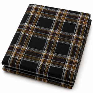 Premium Black Brown Gold Plaid Check Suiting Fabric