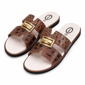 Womens Textured Double Strap Slide Sandal
