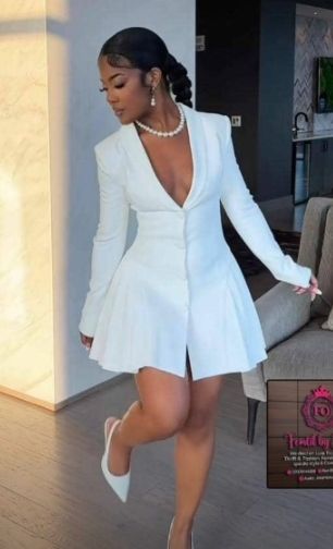 Stylish White Tailored Dress with Flared Pleated Skirt