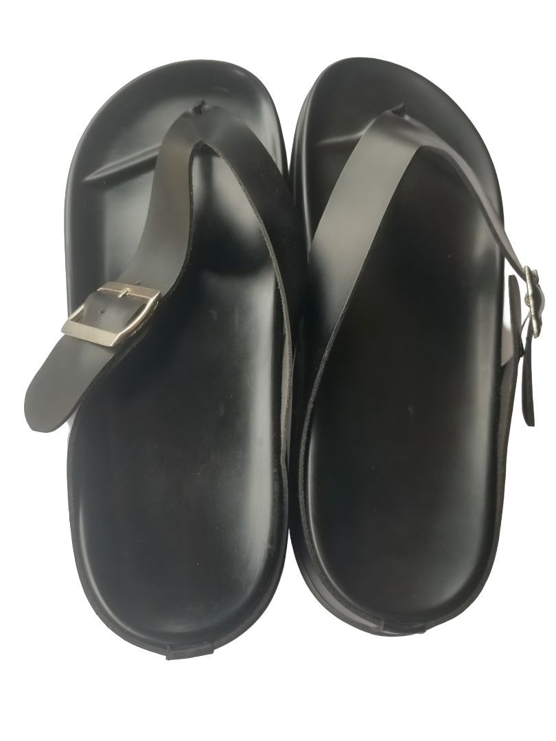 Black Casual Sandals with Adjustable Buckle