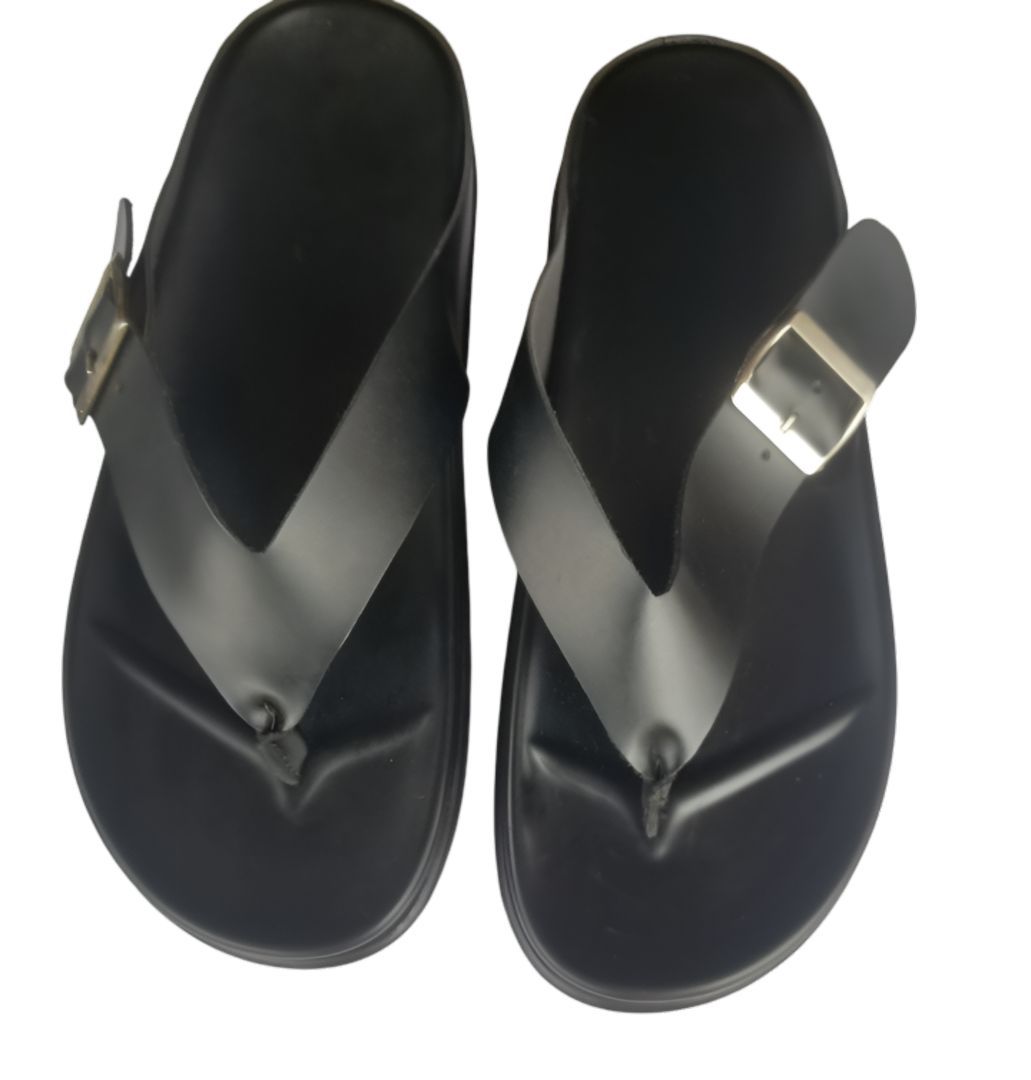 Black Casual Sandals with Adjustable Buckle