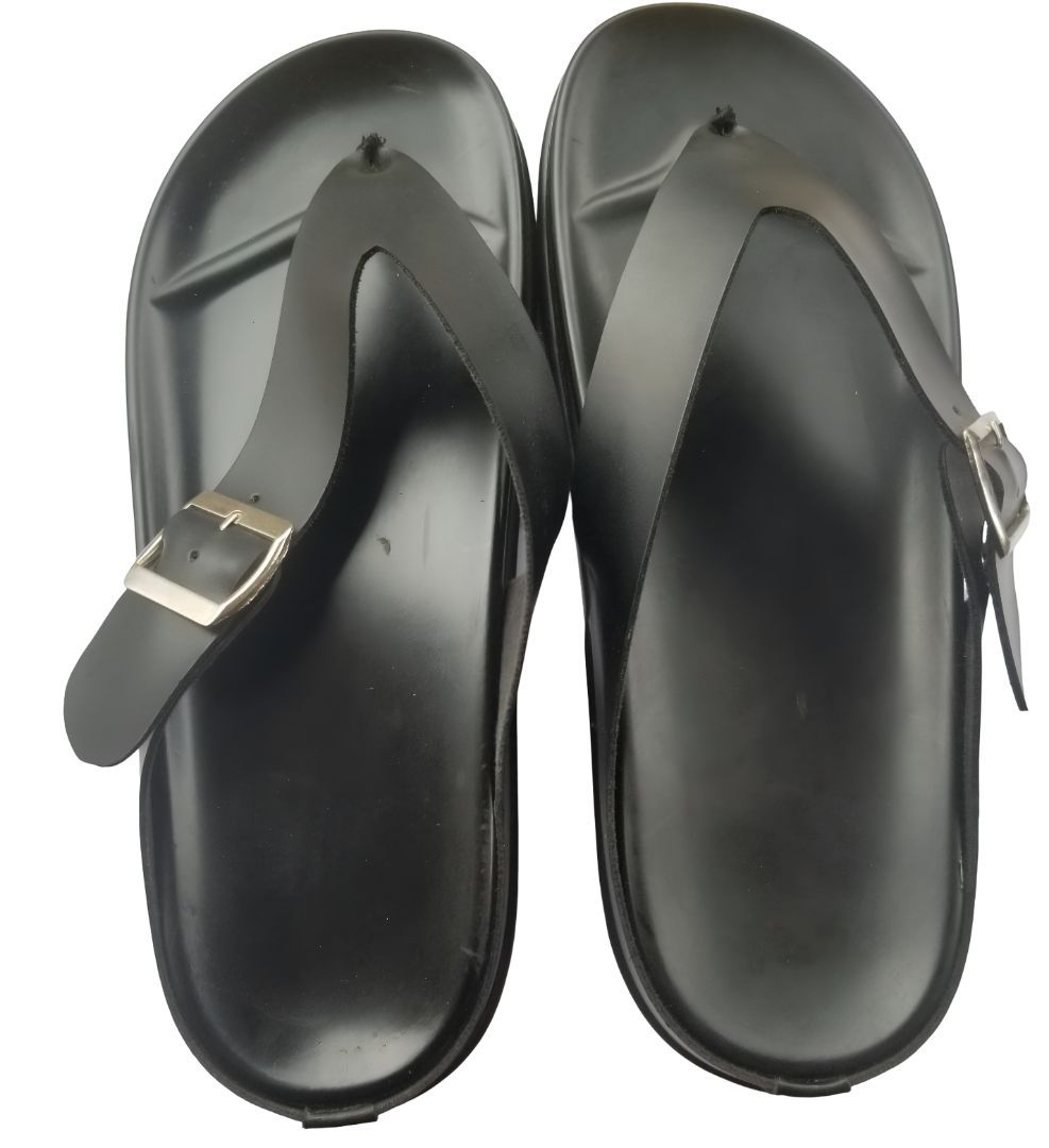 Black Casual Sandals with Adjustable Buckle