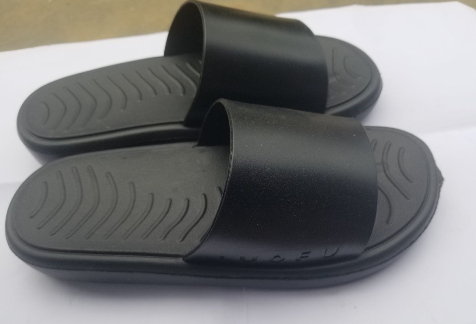 Black Slip-On Casual Sandals