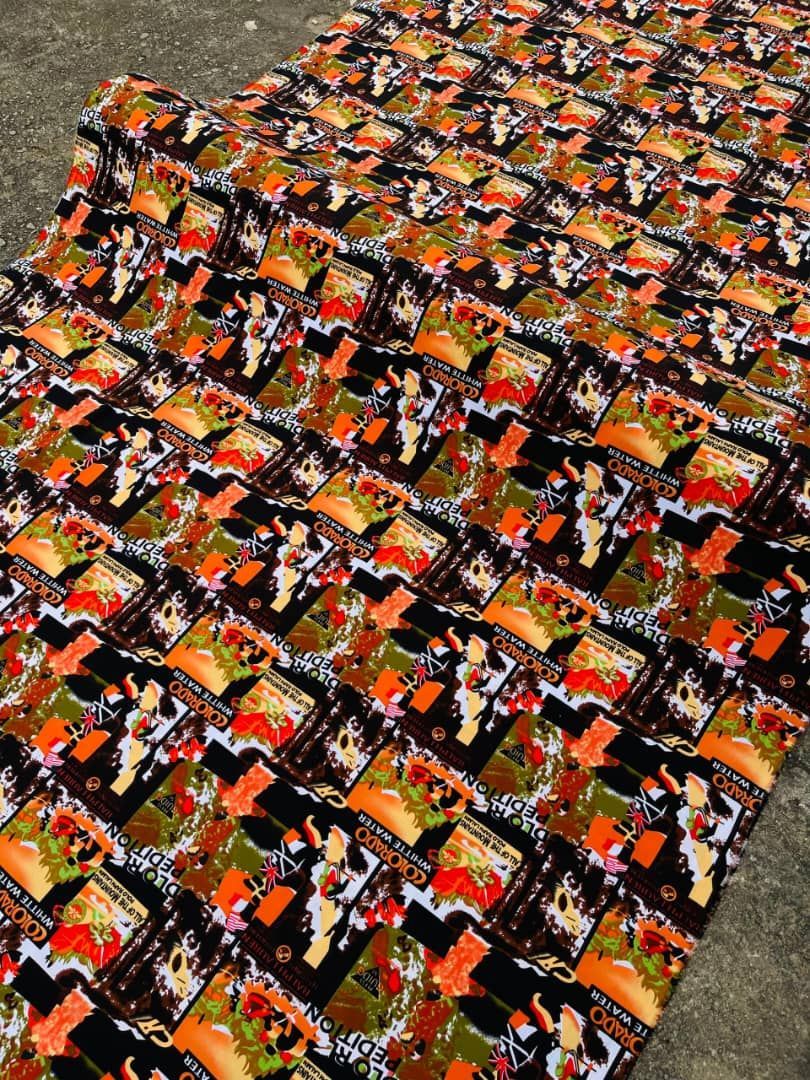 Autumnal Festive Printed Crepe Vintage Fabric Roll