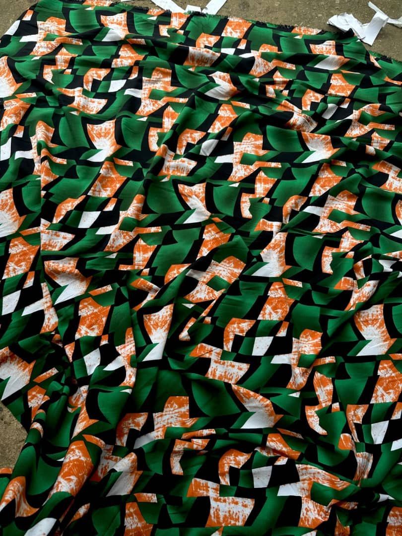 Crepe Vintage Vibrant Abstract Geometric Pattern Fabric