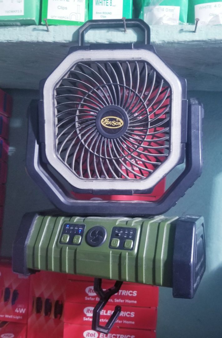 EDUSON Lithium Rechargeable Camping Fan with LED Light and Power Bank