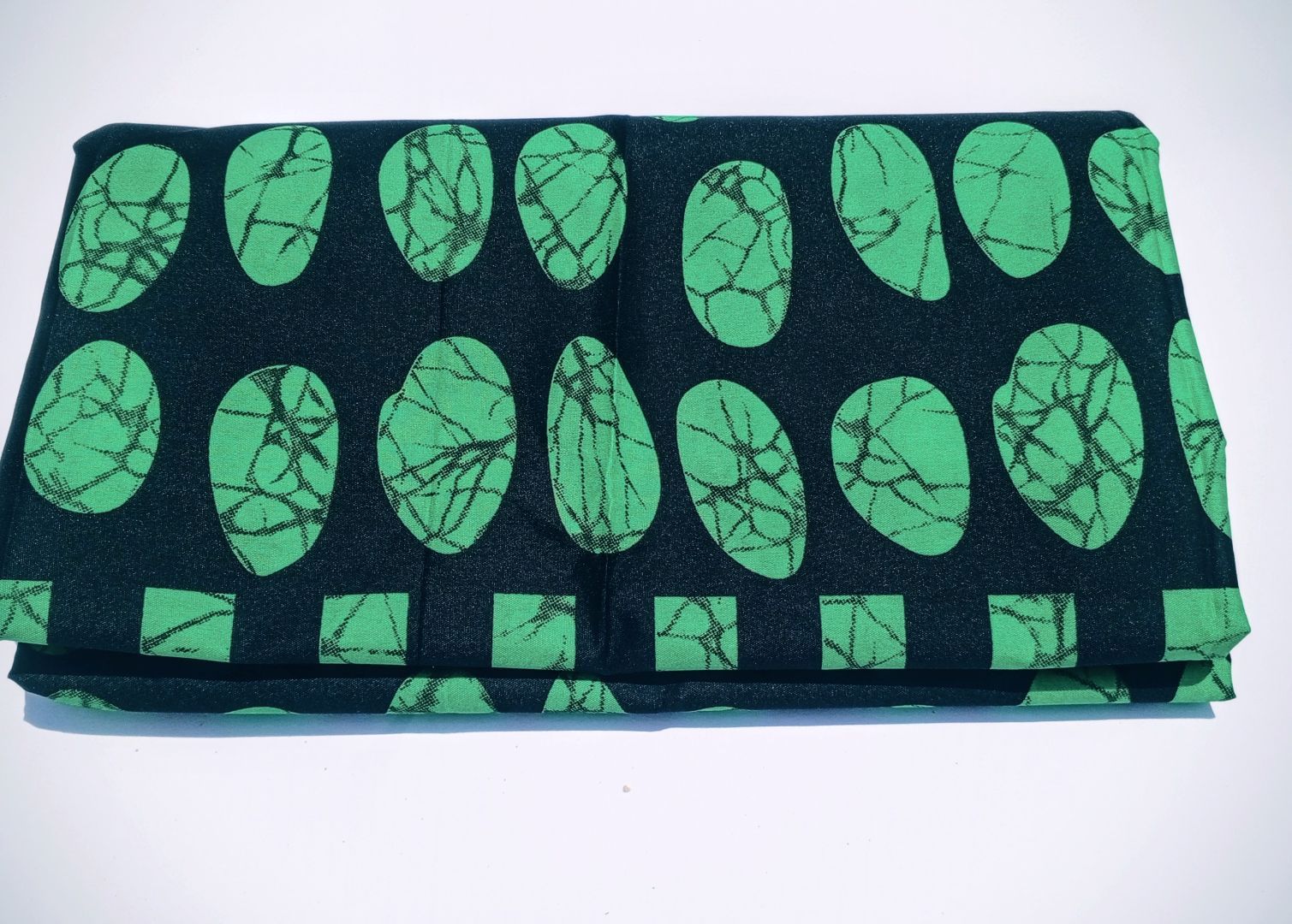 BLACK ANKARA WITH GREEN PRINTS MATERIAL