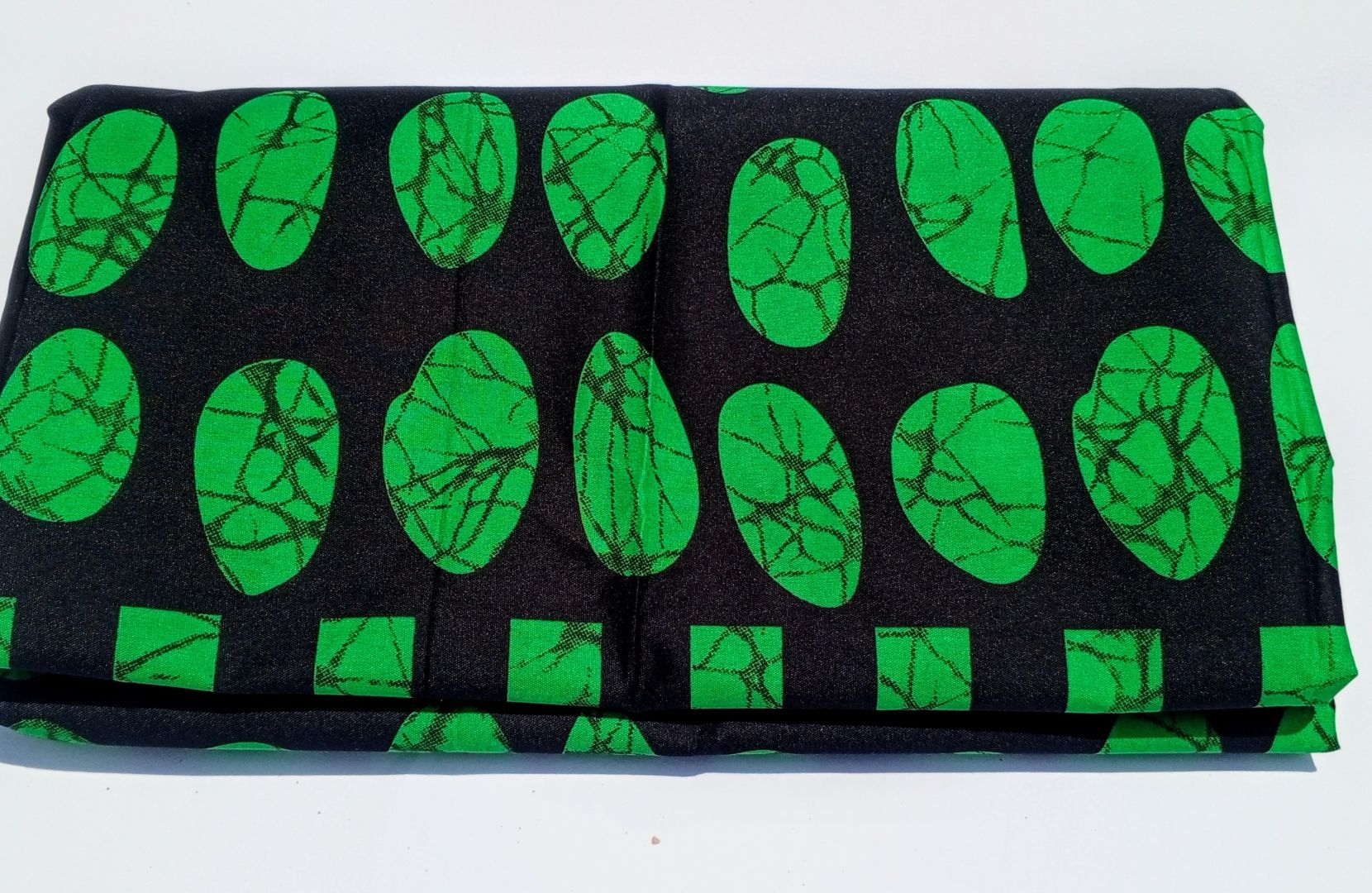 BLACK ANKARA WITH GREEN PRINTS MATERIAL