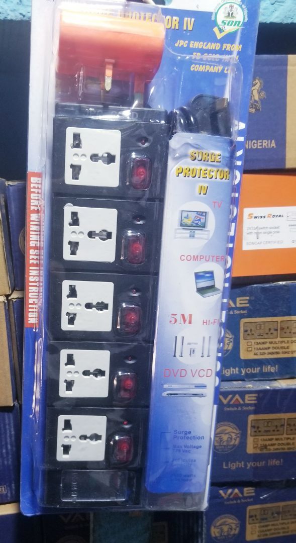 Surge Protector IV with 5 Universal Sockets