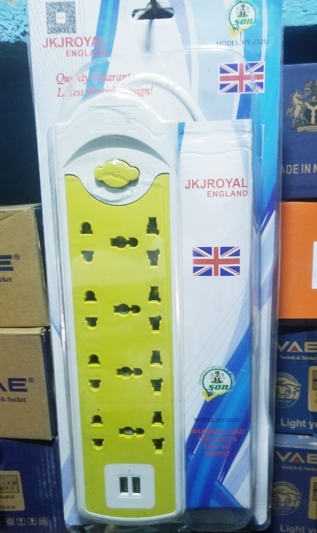 JK England Multi Socket Power Extension Board with USB Ports