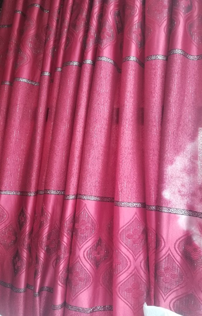 Luxurious Decorative pink Curtain fabric with Glossy Finish