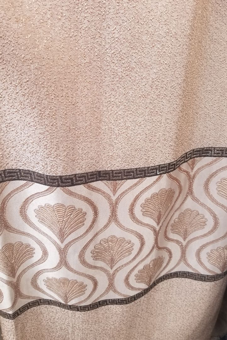Elegant Beige Decorative Curtains Fabric with Greek Key Border