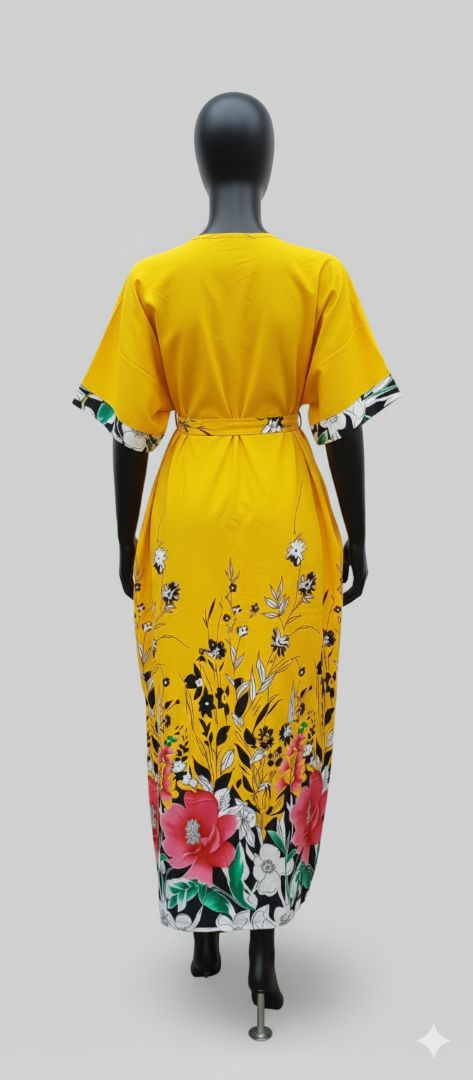 Quality vibrant Full Length Yellow Floral Dress