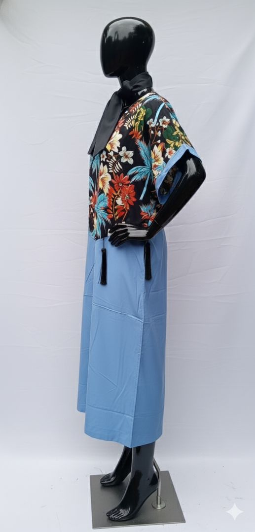 Stylish Two Piece Floral gown with tropical design