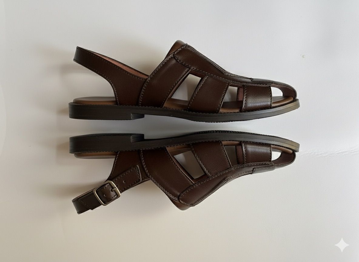 Quality men Closed Toe leather sandals