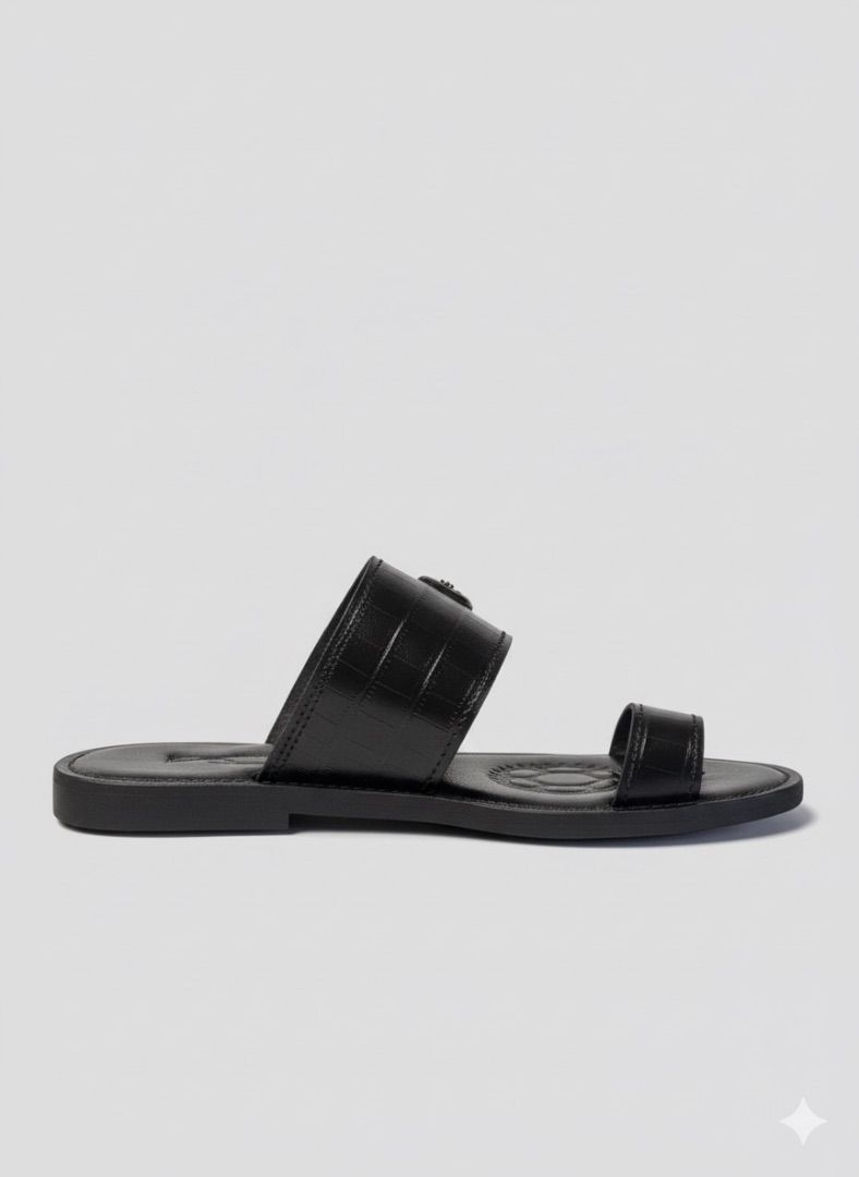 Croc Embossed Toe Post Sandal with Buckle