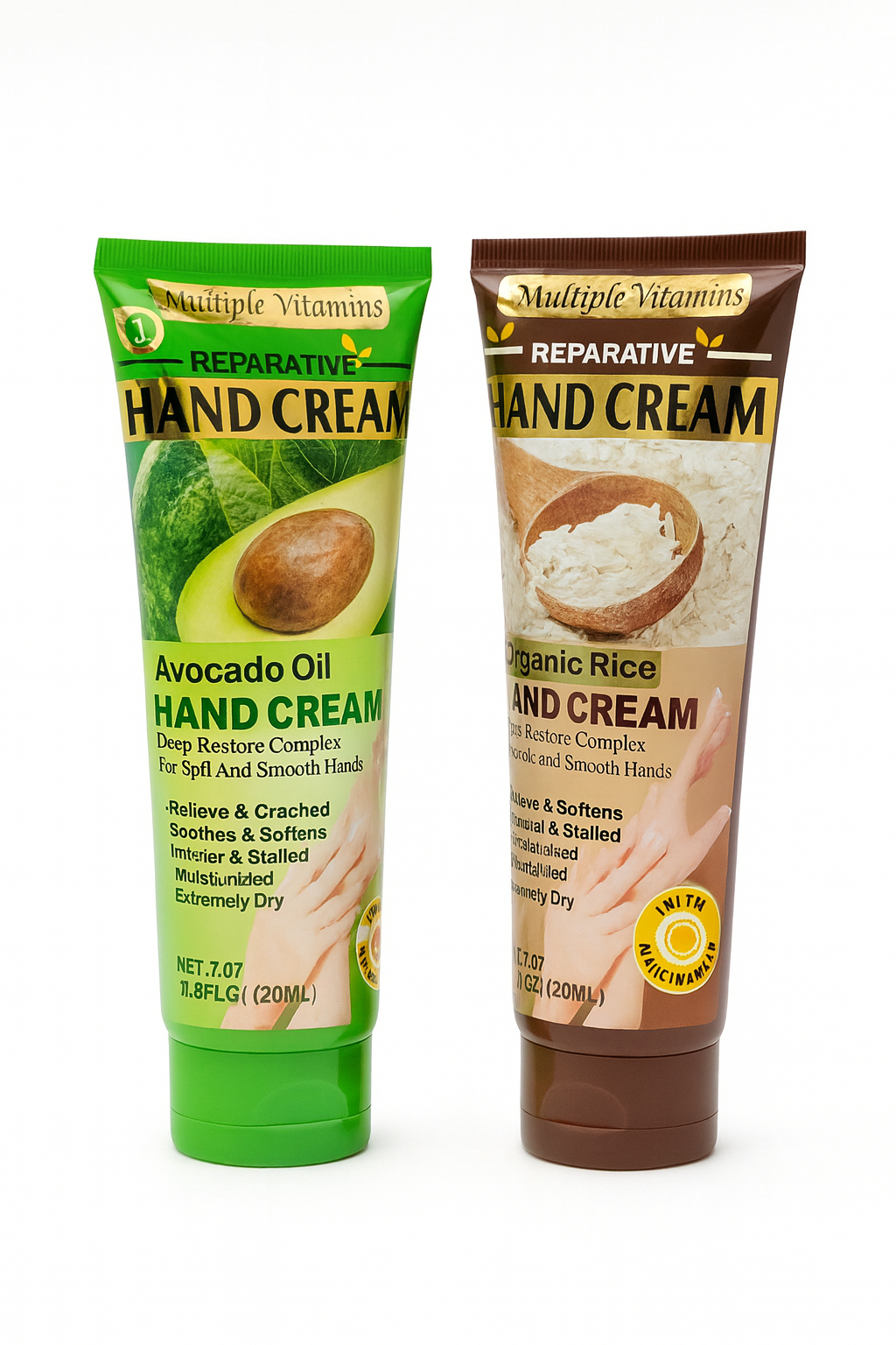Reparative avocado oil and organic rice hand cream