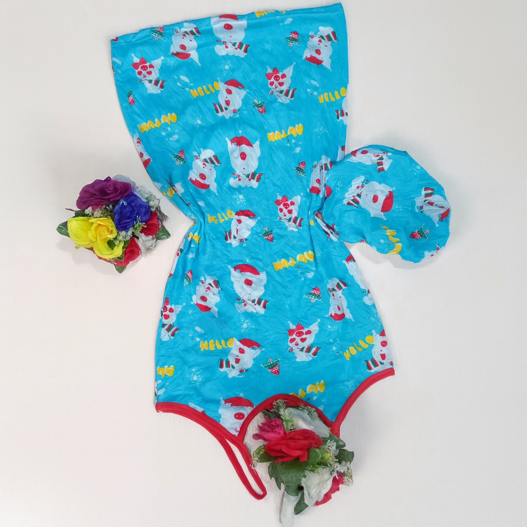 Quality blue Novelty Print Holiday night wear 2 piece Set