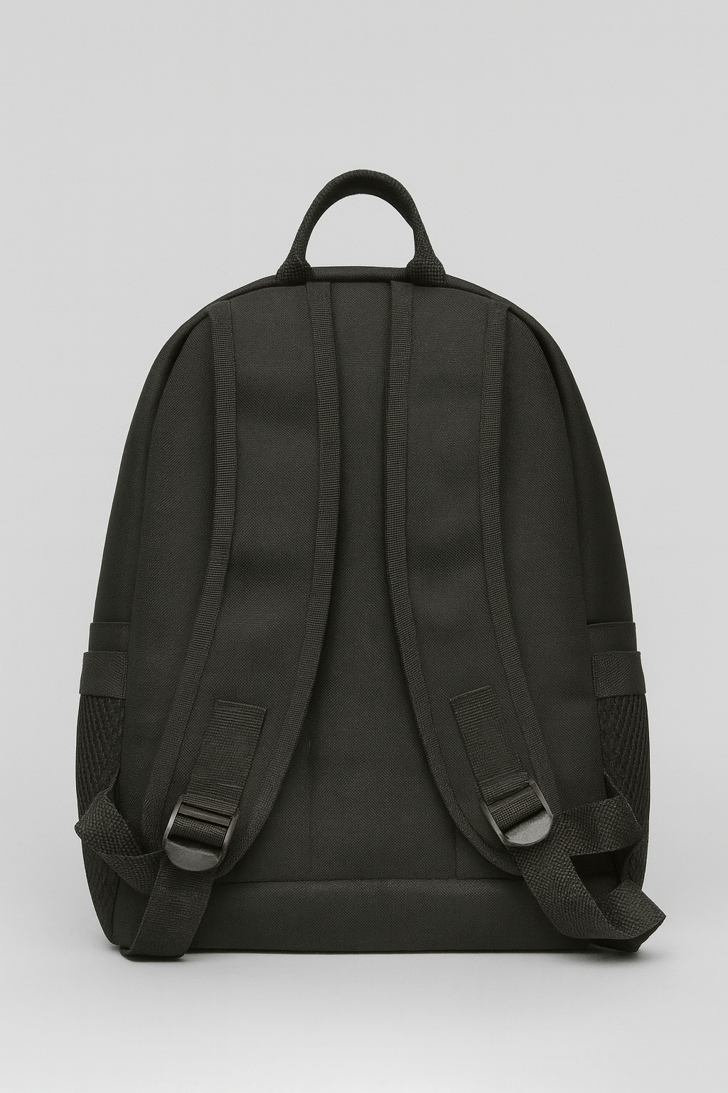 Unisex Black Padded Backpack with Geometric Design and Monogram Side Trim