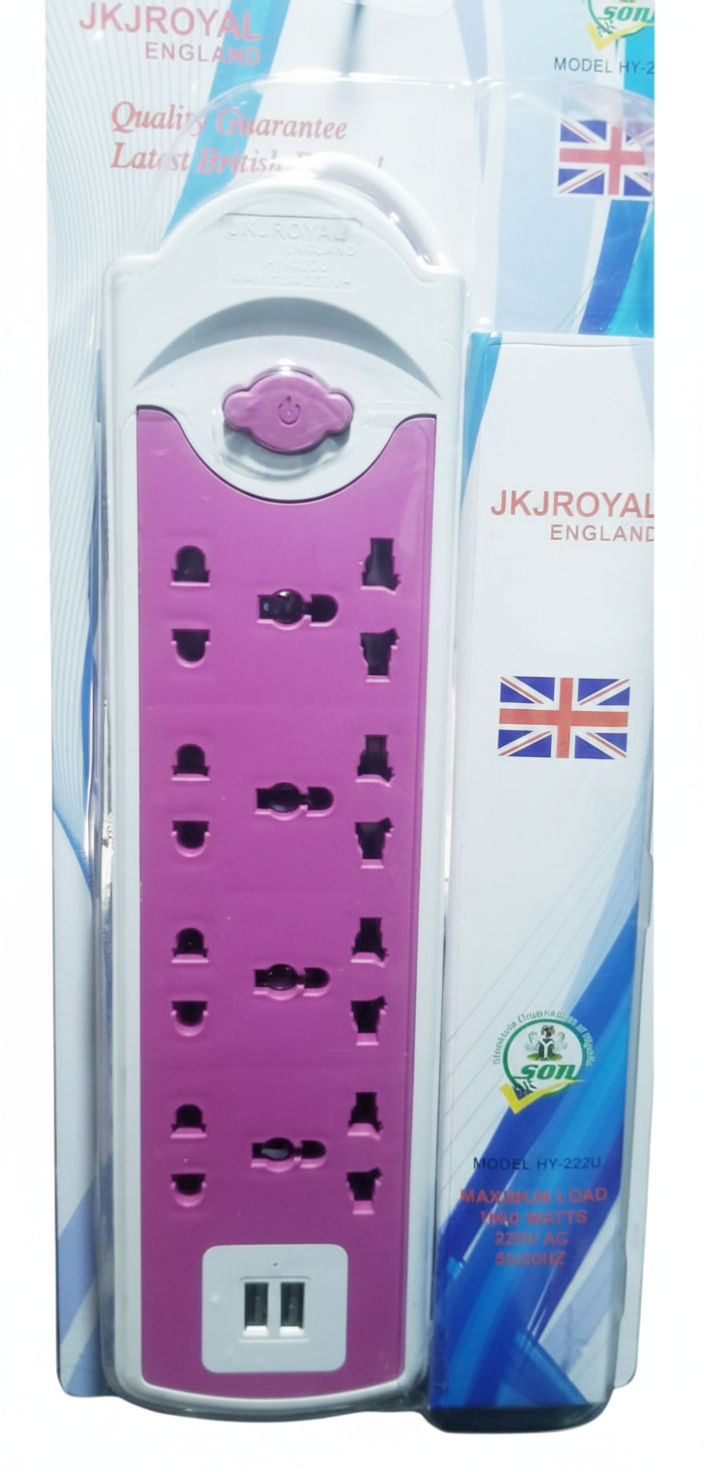 JK England Multi Socket Power Extension Board with USB Ports