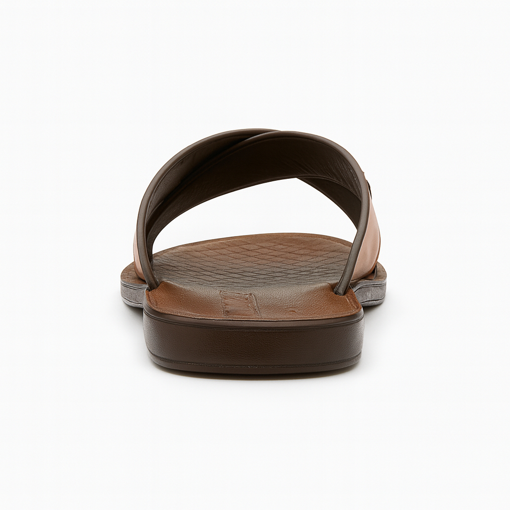 Men Stylish Open Toe Leather Sandals with Bronze Buckle