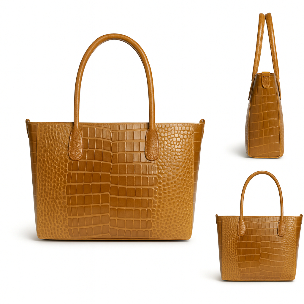 Stylish Crocodile Embossed Leather Tote Bag