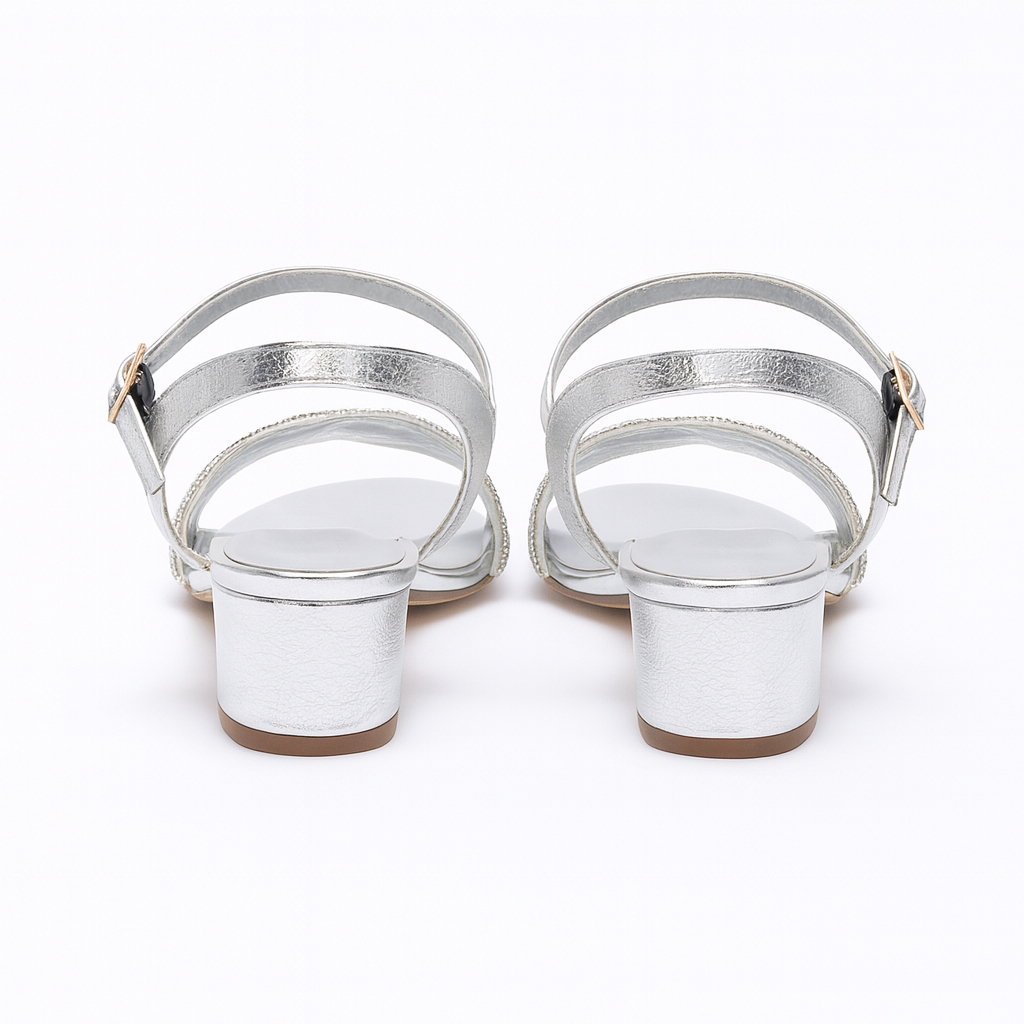 Quality kids glass block heel sandals