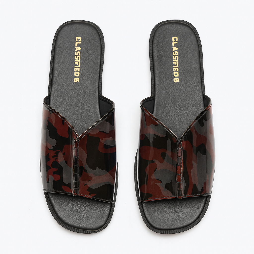 Quality Camouflage Slip On Sandals with Glossy Finish