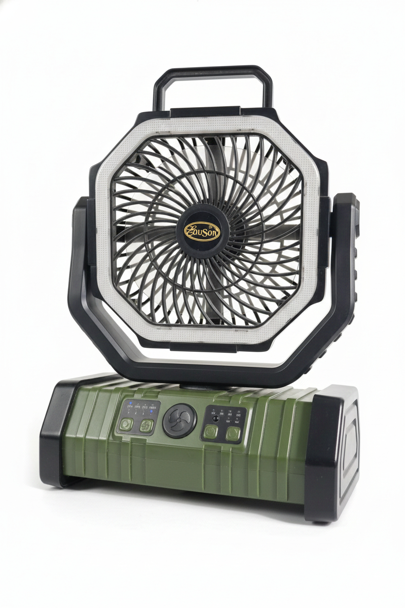 EDUSON Lithium Rechargeable Camping Fan with LED Light and Power Bank