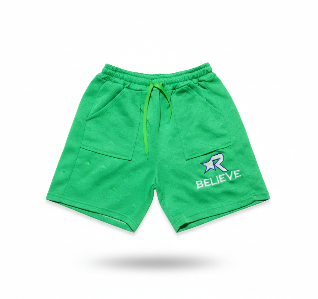 Embossed Shorts with Embroidered Logo