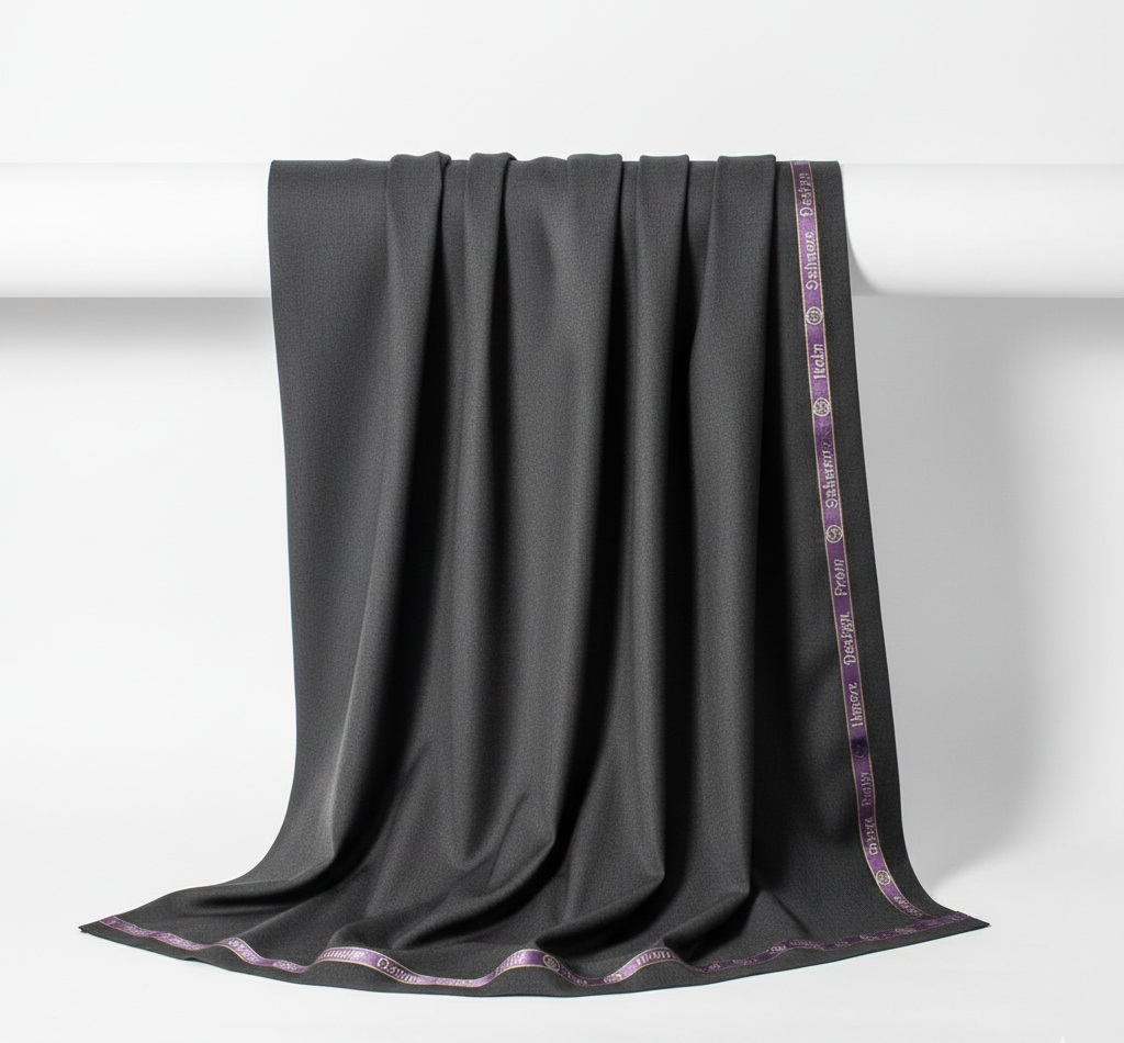 Black Extrafine Italian Cashmere wool Super 180S Fabric