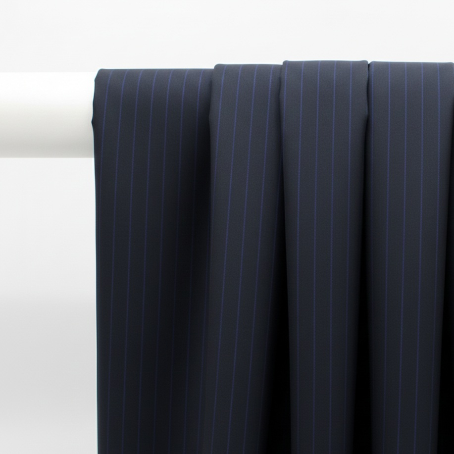 Black with Blue Stripes Extrafine Italian Cashmere wool Super 180S