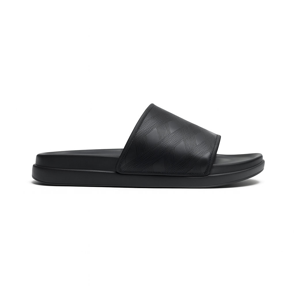 Premium Men Black slip on Embossed  Sandals