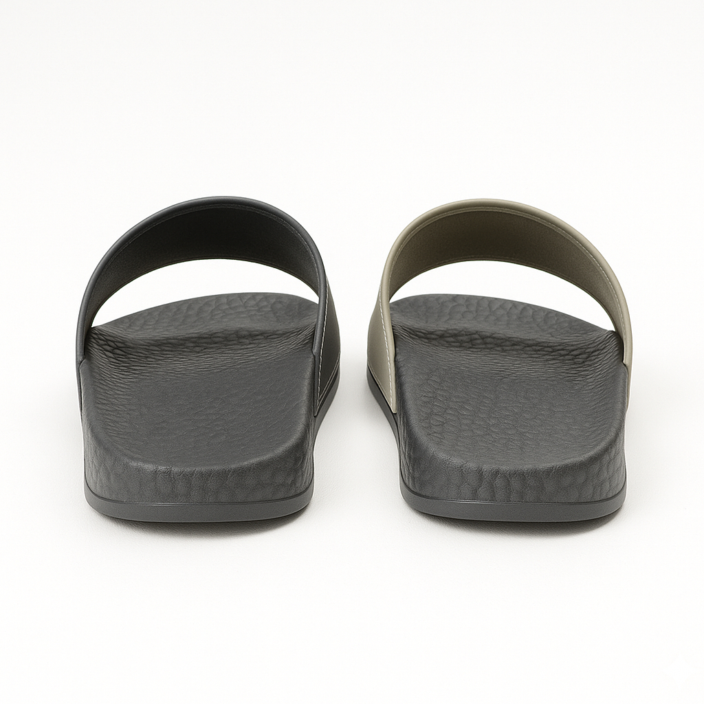 Premium Men Two Tone Slide Sandals with Metallic Accent Logo