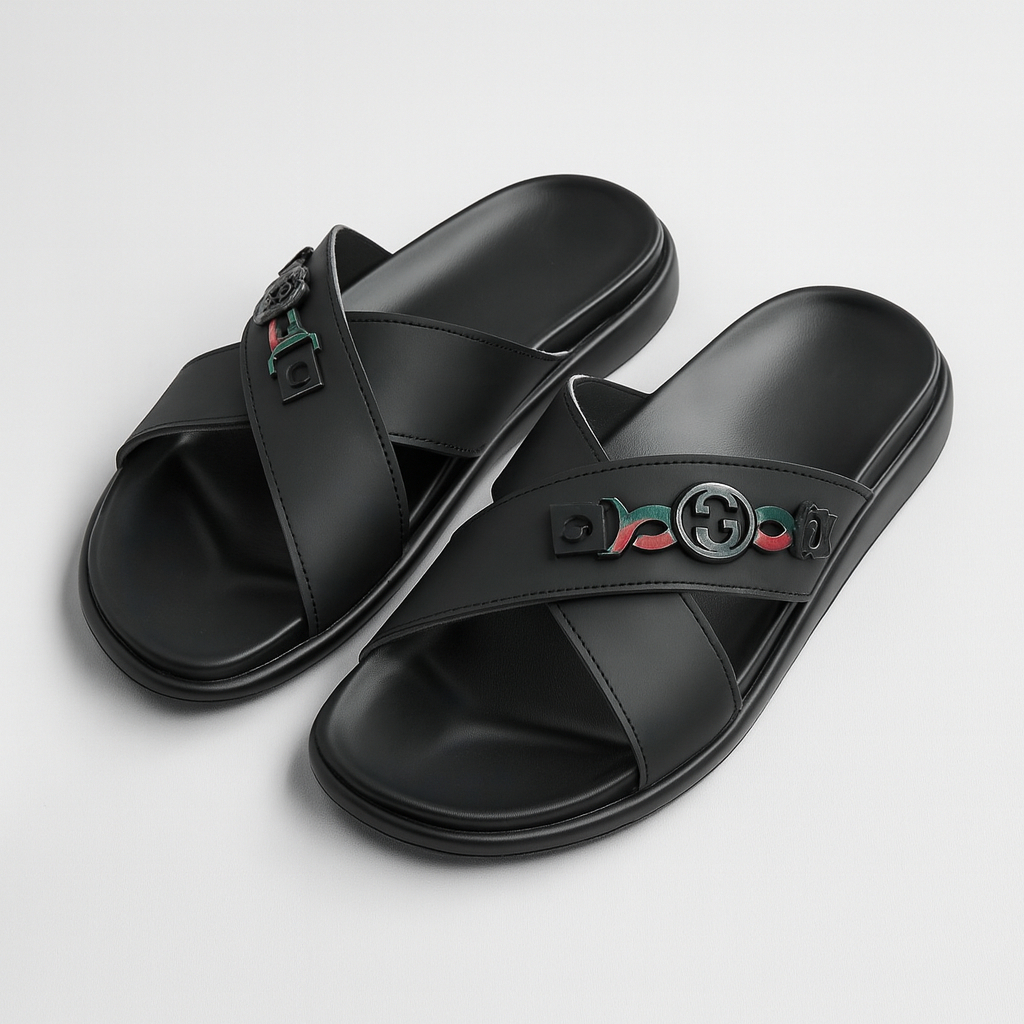 Premium Men Cross Strap Slip On Sandals with Classic Accent Design