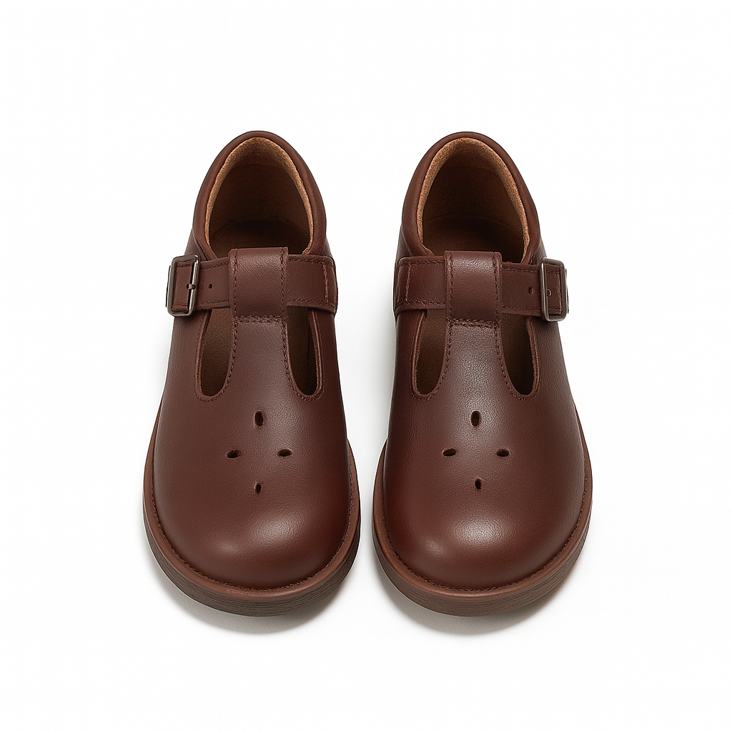 Classic Kids Leather School Shoes with Adjustable Strap